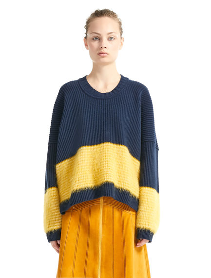 Maglione in lana e mohair colour block