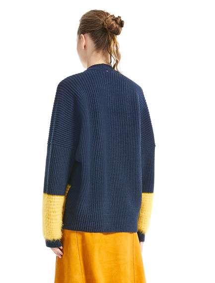 Maglione in lana e mohair colour block