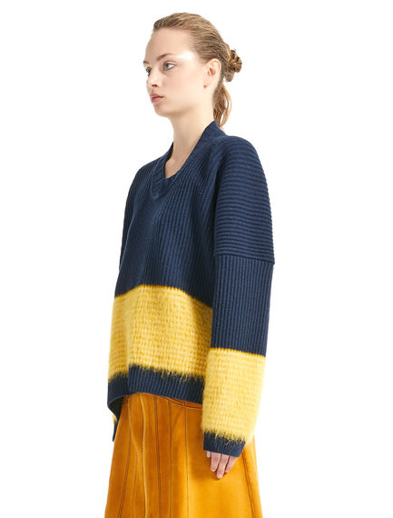 Maglione in lana e mohair colour block