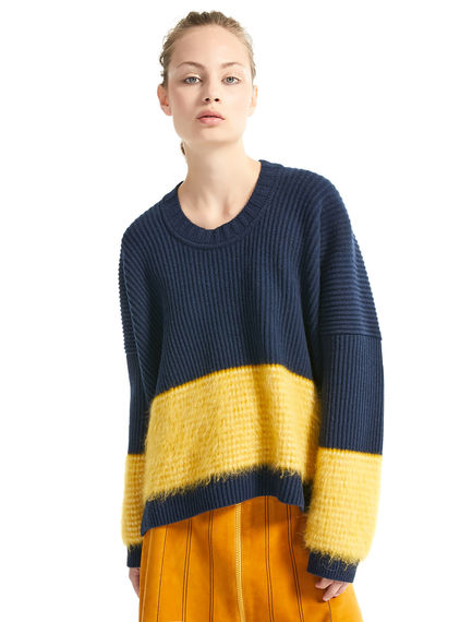 Maglione in lana e mohair colour block