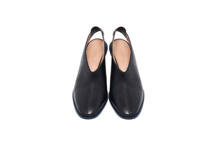 Slingback in pelle con inserto a righe sport