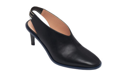 Slingback in pelle con inserto a righe sport