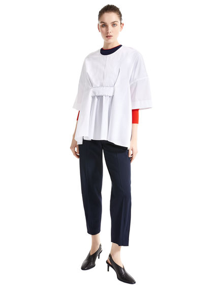 Slingback in pelle con inserto a righe sport