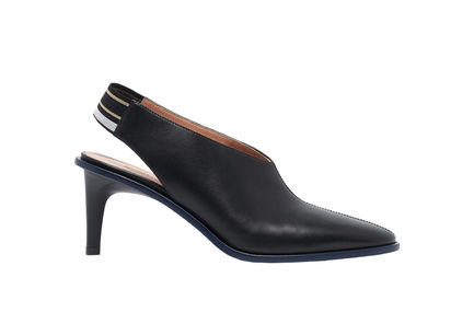 Slingback in pelle con inserto a righe sport