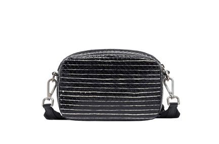 Borsa trasformabile in pelle a righe
