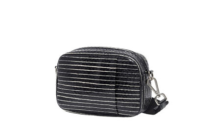Borsa trasformabile in pelle a righe