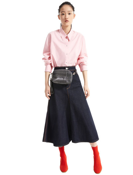 Borsa trasformabile in pelle a righe
