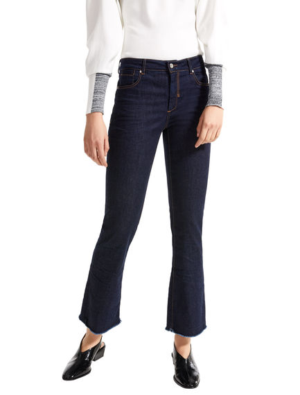 Mini-flare Fringed Hem Jeans