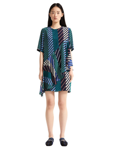 Regimental Stripe Silk Mini Dress