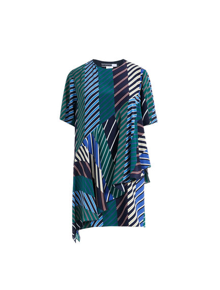 Regimental Stripe Silk Mini Dress