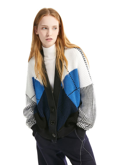 Cardigan in lana con motivo Argyle