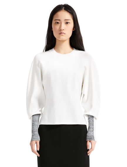 Intarsia Sleeve Viscose Sweater