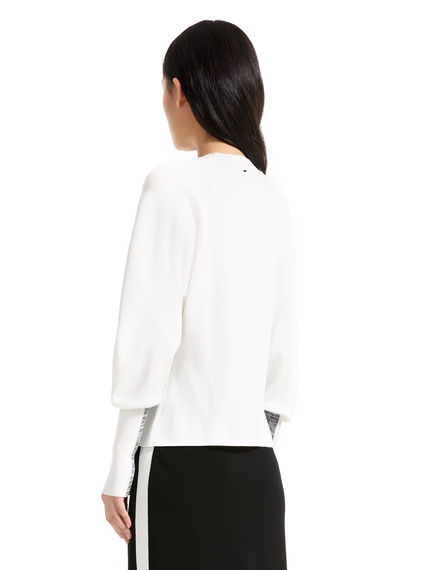 Intarsia Sleeve Viscose Sweater