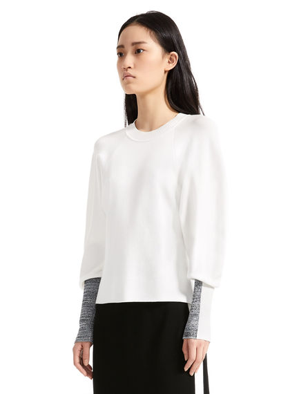 Intarsia Sleeve Viscose Sweater