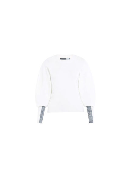 Intarsia Sleeve Viscose Sweater