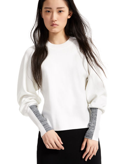 Intarsia Sleeve Viscose Sweater