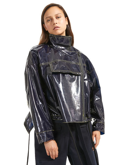 Giacca cropped in PVC lucido