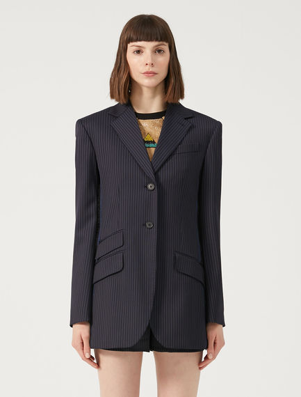 Blazer sartoriale in tessuto gessato