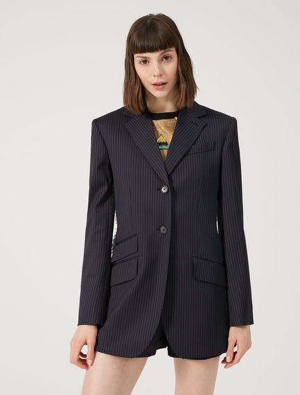 Blazer sartoriale in tessuto gessato