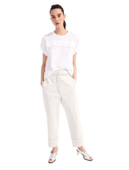Pantaloni con cuciture denim