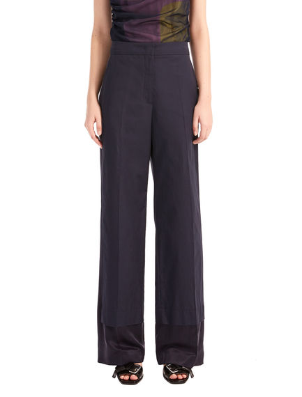 Pantaloni wide in popeline e raso