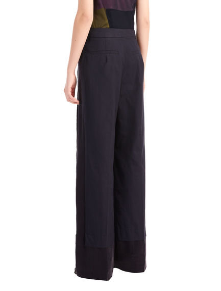 Pantaloni wide in popeline e raso