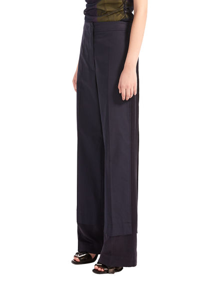Pantaloni wide in popeline e raso