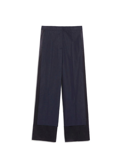 Pantaloni wide in popeline e raso