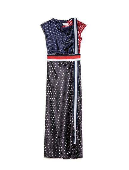 Abito in seta con pois geometrici