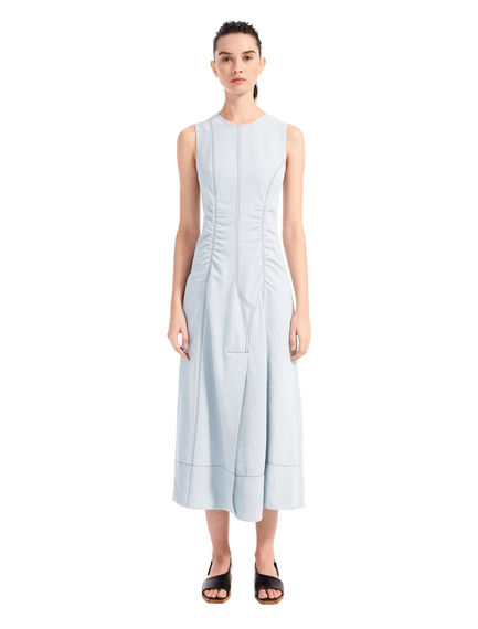 Abito in cotone con cuciture denim