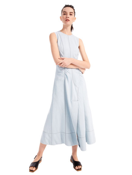 Abito in cotone con cuciture denim