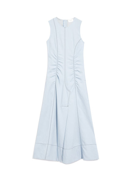 Abito in cotone con cuciture denim