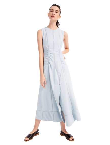 Abito in cotone con cuciture denim