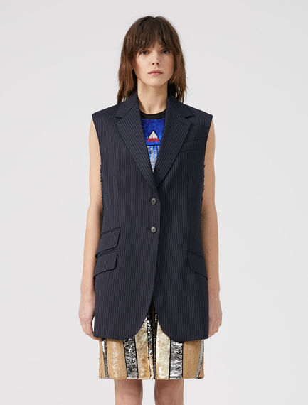 Gilet oversize in tessuto gessato