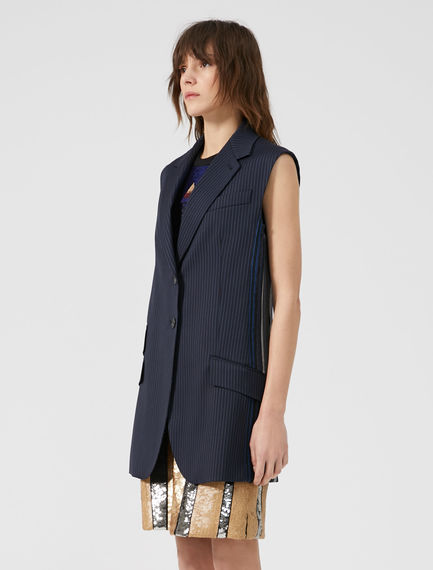 Gilet oversize in tessuto gessato