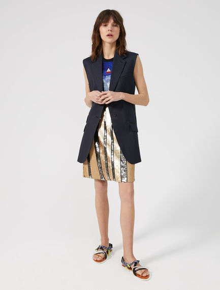 Gilet oversize in tessuto gessato