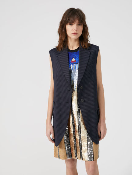 Gilet oversize in tessuto gessato