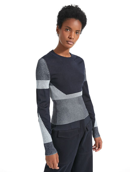 Maglia aderente colour block