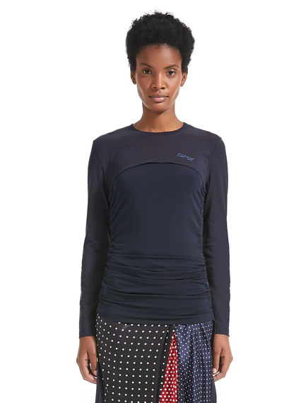 Top a maniche lunghe con ruche