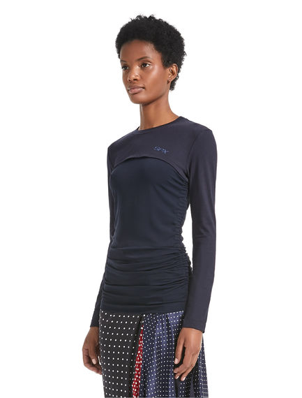 Top a maniche lunghe con ruche