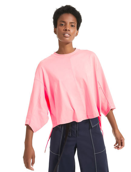 T-shirt cropped con coulisse