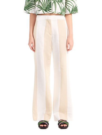 Pantaloni in lino bicolour