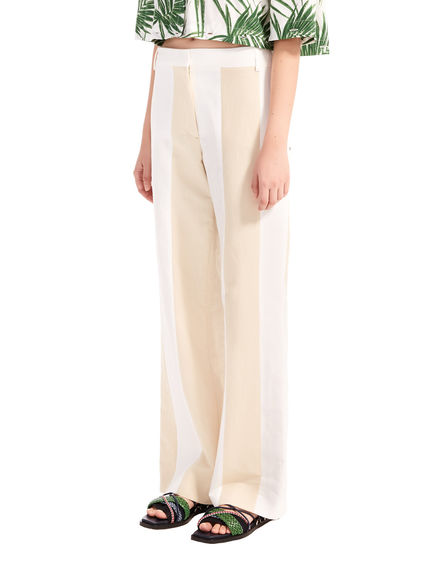 Pantaloni in lino bicolour