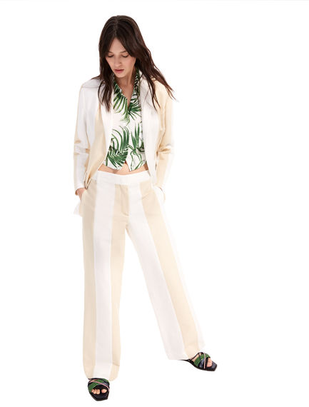 Pantaloni in lino bicolour