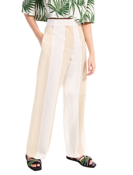 Pantaloni in lino bicolour