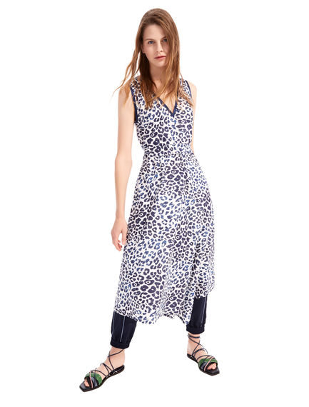 Abito asimmetrico con stampa animalier