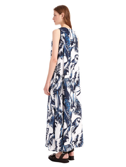 Abito maxi con stampa pappagallo