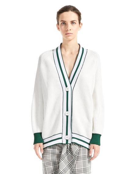 Cardigan a coste in stile Varsity