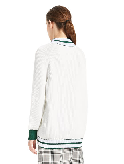 Cardigan a coste in stile Varsity