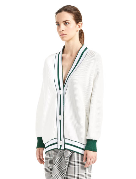 Cardigan a coste in stile Varsity